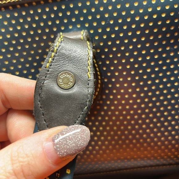 DOONEY & BOURKE Blue/Yellow/Black Leather Cabrio Top Zip Shoulder Made in USA - Picture 13 of 14